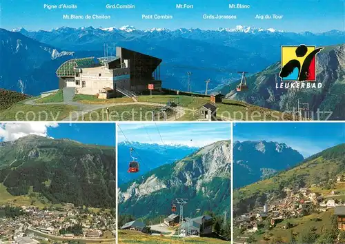 AK / Ansichtskarte Leukerbad_VS Rinderhuette Fliegeraufnahme Seilbahn Panorama 