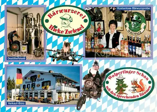 AK / Ansichtskarte Zwiesel__Niederbayern Baerwurzerei Hieke Destillierblase Kostenlose Baerwurzprobe Verkauf Buero 