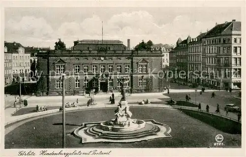 AK / Ansichtskarte Goerlitz__Sachsen Hindenburgplatz mit Postamt Denkmal 