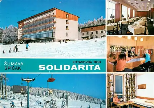 AK / Ansichtskarte Sumava_Czechia Zotavovny Roh Solidarita Winter Schnee Seellift 