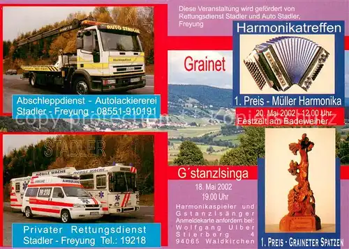 AK / Ansichtskarte Stadlern__Schoensee_Oberpfalz 30jaehriges Gruendungsfest des OCV Grainet und des Kindergartens Privater Rettungsdienst Abschleppdienst 