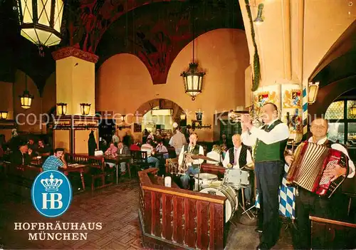 AK / Ansichtskarte Muenchen Hofbraeuhaus am Platzl Gastraum mit Stimmungsmusik Muenchen