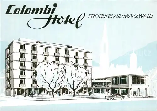 AK / Ansichtskarte Freiburg_Breisgau Colombi Hotel Illustration Freiburg Breisgau