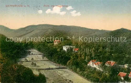 AK / Ansichtskarte Gernrode_Harz Panorama Blick ins Hagental Soldatenbrief Gernrode Harz