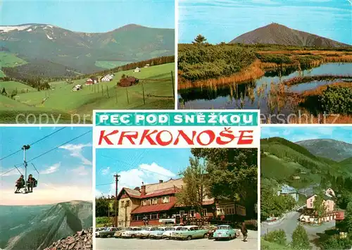 AK / Ansichtskarte Pec_pod_Snezkou_CZ Bobi louky   Snezka   Lanovka na Snezku   Hospode Na Peci   Centrum 