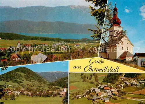 AK / Ansichtskarte Obermillstatt_Kaernten Gesamtansicht m. Barockkirche u. Laubendorf Obermillstatt_Kaernten