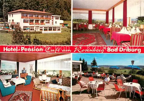 AK / Ansichtskarte Bad_Driburg Hotel Pension Cafe am Rosenberg Gastraeume Terrasse Bad_Driburg