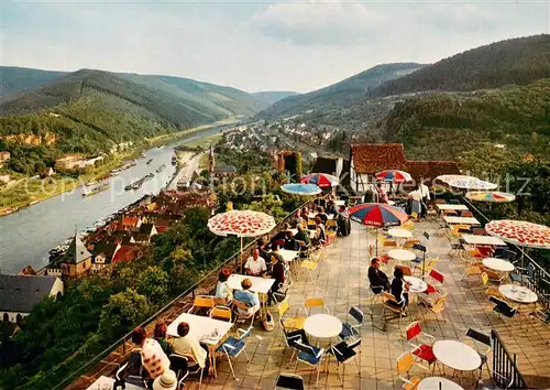 AK / Ansichtskarte Hirschhorn_Neckar Schloss Hotel auf der Burg Hirschhorn Terrasse Hirschhorn Neckar