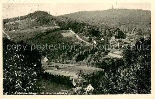 AK / Ansichtskarte Lippische_Schweiz Panorama mit Hermannsdenkmal 