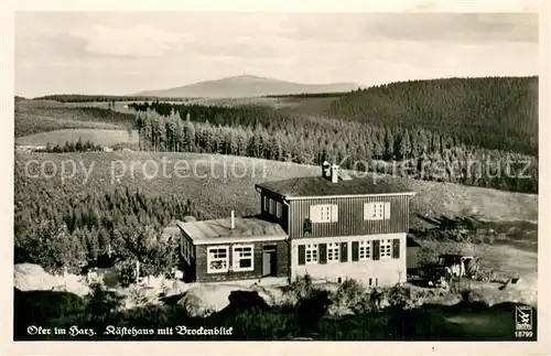 AK / Ansichtskarte Oker_Harz Gaestehaus mit Brockenblick Landschaftspanorama Oker_Harz