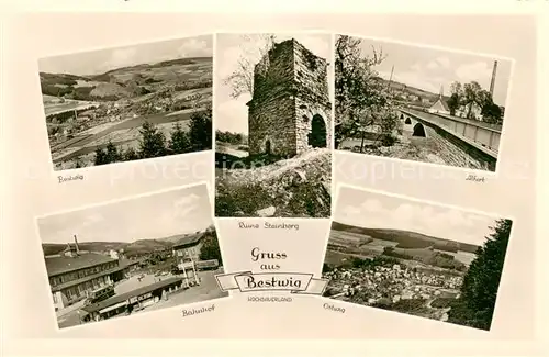 AK / Ansichtskarte Bestwig Panorama Ruine Steinberg Alfert Bahnhof Ostwig Bestwig