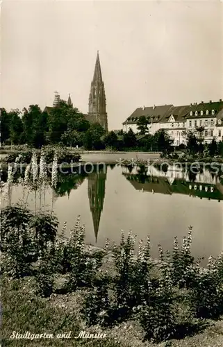 AK / Ansichtskarte Freiburg_Breisgau Stadtgarten und Muenster Freiburg Breisgau