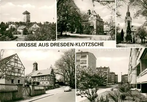 AK / Ansichtskarte Klotzsche_Dresden Wasserturm Rathaus Christuskirche Altklotzsche Neubaugebiet 