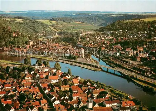 AK / Ansichtskarte Wertheim_Main Fliegeraufnahme mit Altem Schloss und Odenwaldbruecke Wertheim Main