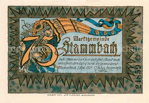 AK / Ansichtskarte Stammbach 75 Pfennig Gutschein Stammbach