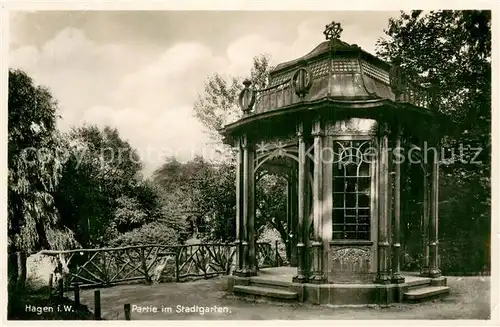 AK / Ansichtskarte Hagen_Westfalen Partie im Stadtgarten Pavillon Hagen_Westfalen