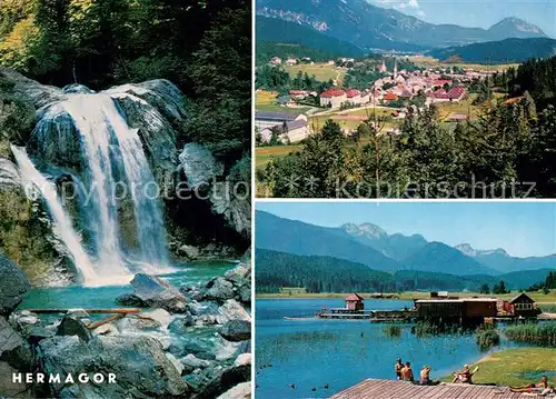 AK / Ansichtskarte Hermagor_Kaernten Wasserfall der Garnitzen Panorama Gartnerkofel Seepartie Hermagor Kaernten