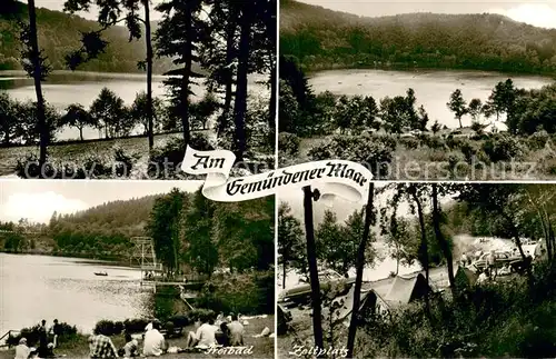 AK / Ansichtskarte Gemuenden_Daun Panorama Gemuendener Maar Freibad Zeltplatz Gemuenden Daun