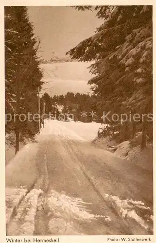 AK / Ansichtskarte Hermeskeil Waldweg Winterlandschaft Hermeskeil