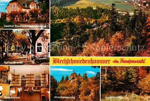 AK / Ansichtskarte Lichtenberg_Oberfranken Gasthof Pension Blechschmiedenhammer im Frankenwald Hirschensprung Jungfernsteg Natur Lichtenberg Oberfranken