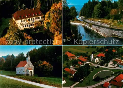 AK / Ansichtskarte Strasslach Dingharting Hotel Kanal Kapelle Fliegeraufnahme Strasslach Dingharting