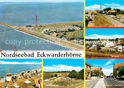 AK / Ansichtskarte Eckwarderhoerne Fliegeraufnahme Strand Deichblick Camping  Eckwarderhoerne