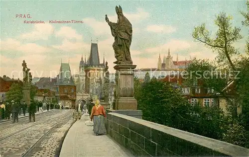 AK / Ansichtskarte Prag__Prahy_Prague Karlsbruecke Kleinseitner Tuerme 