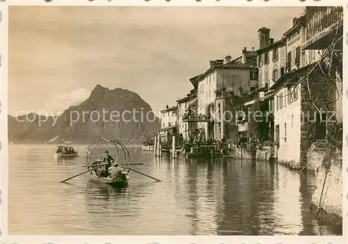 AK / Ansichtskarte Gandria_Lago_di_Lugano Haeuserpartie am Luganersee Blick gegen San Salvatore Gandria_Lago_di_Lugano