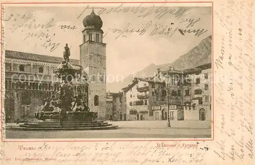 AK / Ansichtskarte Trento_Trentino Alto Adige_IT Der Dom u. Brunnen 