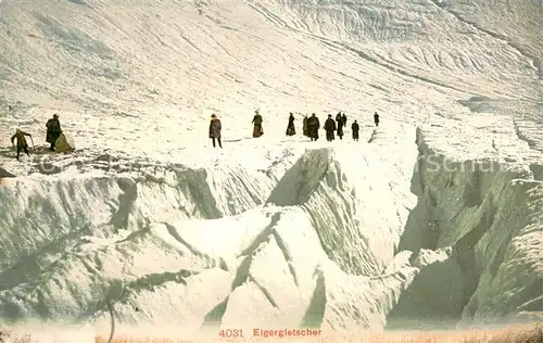 AK / Ansichtskarte Eigergletscher_BE Bergwelt Berner Alpen Gletscherspalte 