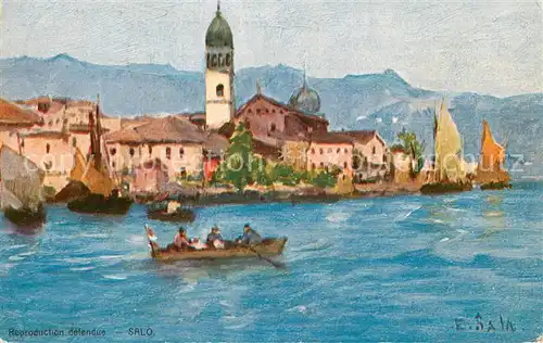 AK / Ansichtskarte Salo_Lago_di_Garda_IT Blick vom See   Kuenstlerkarte E. Sala 