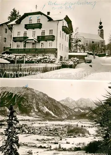 AK / Ansichtskarte Ruhpolding Gesamtansicht u. Pension Ilsanker Winter Ruhpolding