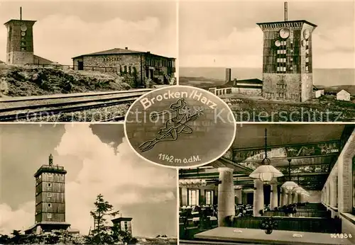 AK / Ansichtskarte Brocken_Harz Brocken Hotel Aussichtsturm Gastraum Brocken Harz