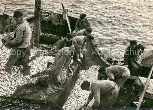 AK / Ansichtskarte Bretagne__Region Port de Peche de Bretagne Au retour de la peche les bateaux sardiniers vident leurs filets remplis de sprats 