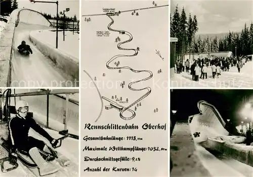 AK / Ansichtskarte Oberhof__Thueringen Teilansichten d. Rennschlittenbahn Oberhof 