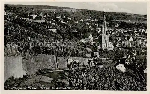 AK / Ansichtskarte Esslingen__Neckar Teilansicht m. Kirche v. d. Neckarhalde aus 