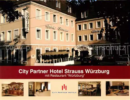 AK / Ansichtskarte Wuerzburg City Partner Hotel Strauss Aussenansicht u. Zimmer Wuerzburg