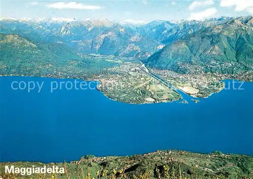 AK / Ansichtskarte Locarno_Lago_Maggiore Maggiadelta Gerra und S Nazzaro Fliegeraufnahme Locarno_Lago_Maggiore