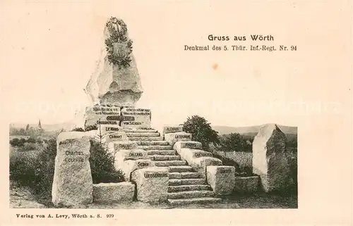 AK / Ansichtskarte Woerth_67_Elsass Denkmal des 5 Thueringer Inf Regt Nr 94 