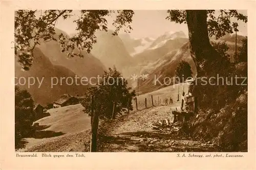 AK / Ansichtskarte Braunwald_GL Blick geg. d. Toedi Braunwald GL