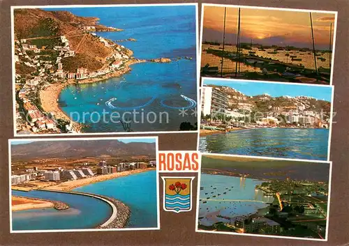 AK / Ansichtskarte Rosas_Costa_Brava_Cataluna_ES Panorama Kuestenort Hafen Luftbild 