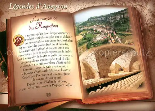 AK / Ansichtskarte Roquefort sur Soulzon Panorama La Naissance du Roquefort Legendes d Aveyron Livre Roquefort sur Soulzon