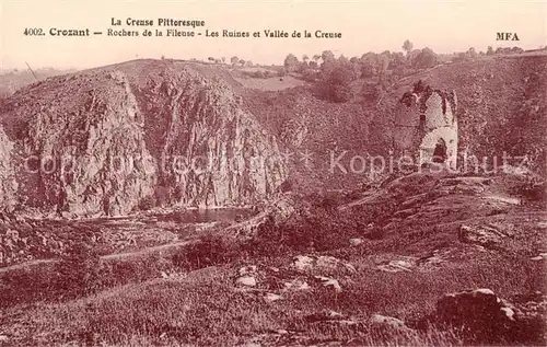 AK / Ansichtskarte Crozant_23_Creuse Rochers de la Fileuse Les Ruines et Vallee de la Creuse 