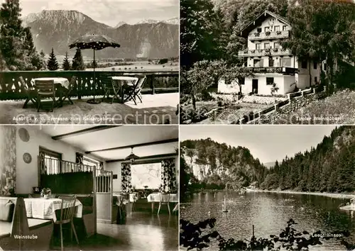 AK / Ansichtskarte Muehlbach_Grosskarolinenfeld Pension Cafe Tiroler Weinstueberl Terrasse Kaisergebirge Gaststube Luegsteinsee Muehlbach