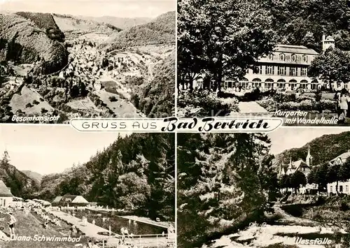 AK / Ansichtskarte Bad_Bertrich Panorama Kurgarten Wandelhalle Wasserfall Schwimmbad Bad_Bertrich