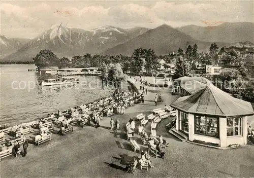 AK / Ansichtskarte Bad_Wiessee Uferpromenade Bootsanleger Alpen Bad_Wiessee