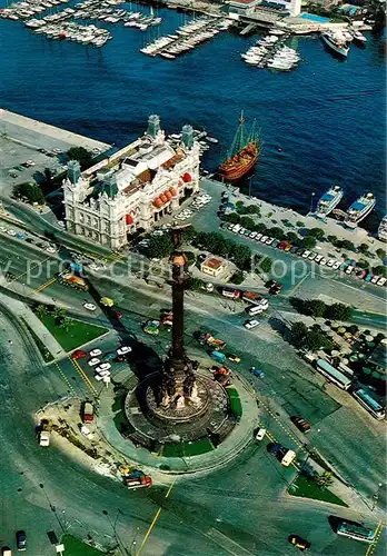 AK / Ansichtskarte Barcelona_Cataluna Monumento a Colon vista aerea Barcelona Cataluna