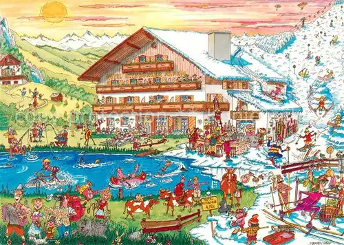 AK / Ansichtskarte Oberndorf_Tirol Hotel Kitzbueheler Alpen Illustration Oberndorf Tirol