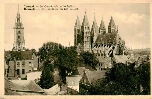 AK / Ansichtskarte Tournai_Belgie La Cathedrale et le Beffroi 