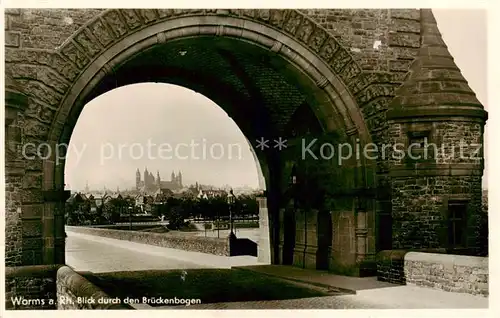 AK / Ansichtskarte Worms_Rhein Blick durch den Brueckenbogen Worms Rhein